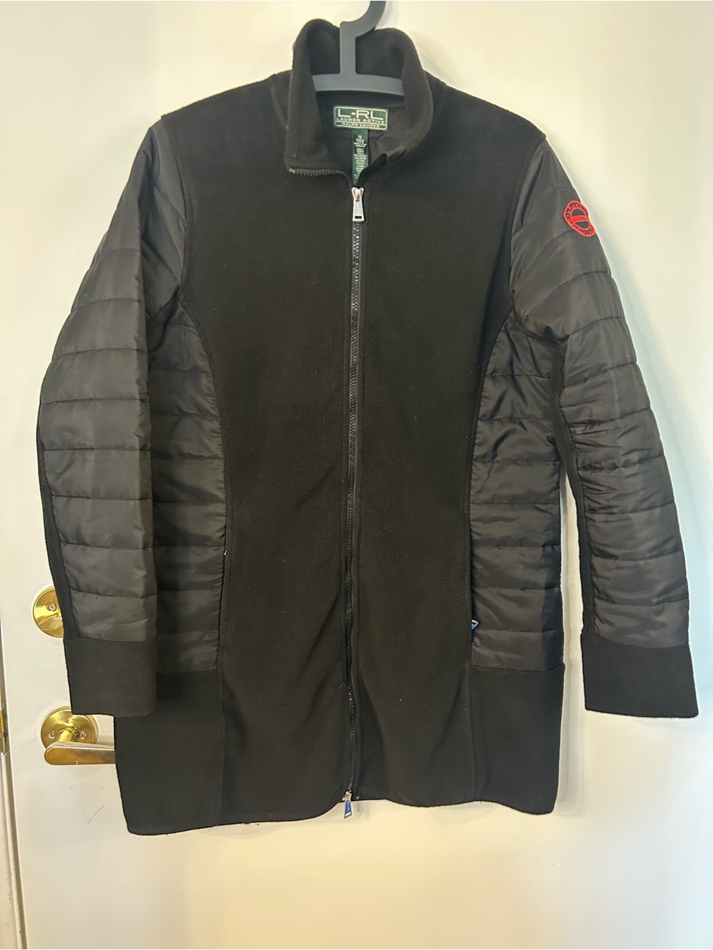 LRL Lauren Ralph Lauren Active Women’s Black Quilted Puffer + Fleece Coat Size M